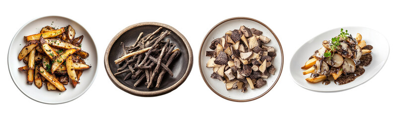 Fototapeta premium Set of truffle Fries on a plate isolated on transparent background