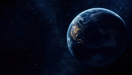 Obraz premium Earth's night glow from space - stunning view of city lights against dark cosmos
