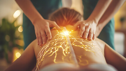 Person receiving lymphatic drainage massage, detoxifying, wellness, health & wellness trends, beauty. 