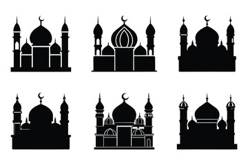 Mosque silhouette vector sheet icon illustration on white background 