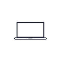 Simple minimalist black laptop computer illustration isolated on a white background