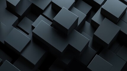 Fototapeta premium An abstract 3D render featuring geometric blocks on a dark background.