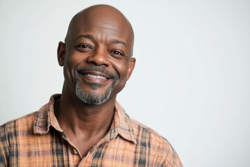 Obraz premium An elderly black African man in his 60s or 70s exudes health and confidence, his joyful spirit captured in a bright smile that reflects his vibrant energy.