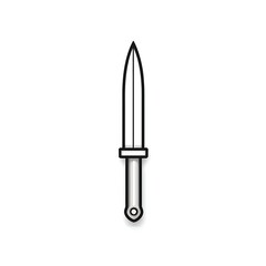 Stylized Illustration of a Simple Sword with Black Outlines on White Background