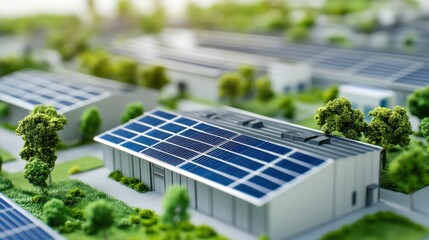 Fototapeta premium A model of a building with solar panels on the roof