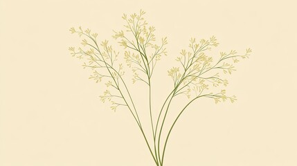 Fototapeta premium Elegant Beige Minimalist Grass Illustration Print