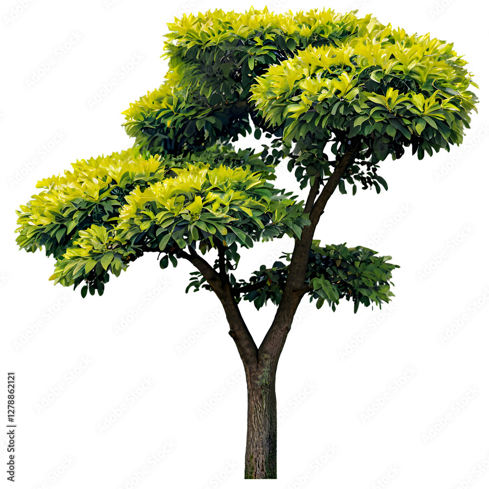 Wall mural tree on transparent background, realistic tree with green leaf stand alone isolate and beautiful lig