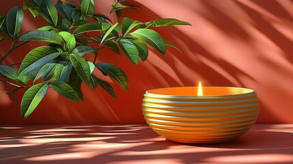 Obraz premium Lush green plant beautifully arranged in a stylish vase for home decor enhancement