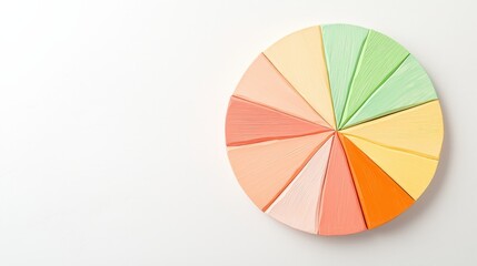 Obraz premium A circular arrangement of pastel-colored segments, showcasing a harmonious blend of soft hues on a light background.