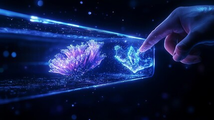 Fototapeta premium A smart aquarium where visitors interact with marine life through augmented reality displays