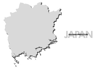 岡山県の3D地図