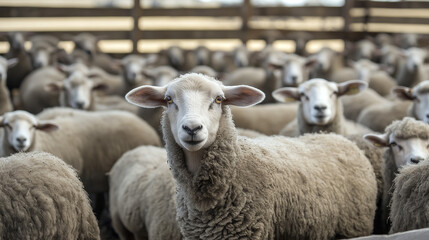 Obraz premium sheep in a goat pen