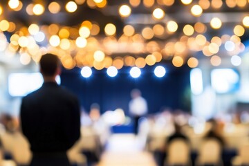 Dazzling lights set against a backdrop of a bustling event.