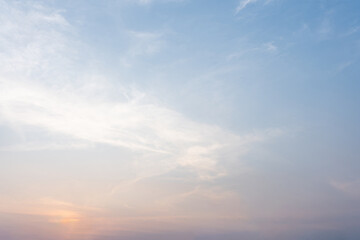 Serene Sunset Sky Soft Clouds Pastel Hues Peaceful Atmosphere Heavenly View
