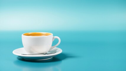 A Cup of Coffee on a Teal Background