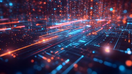 Abstract Digital Background with Glowing Lights and Patterns
