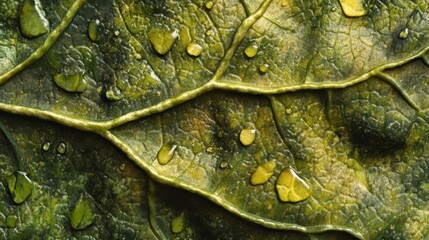 Fototapeta premium A leaf with water droplets on it