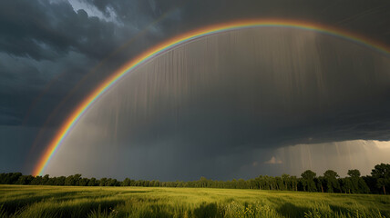Naklejka premium rainbow over the fields