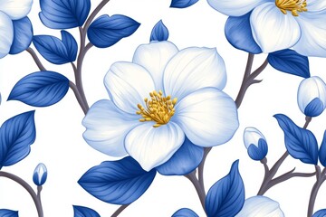 Card Woodland Vector vintage illustration Blue and white