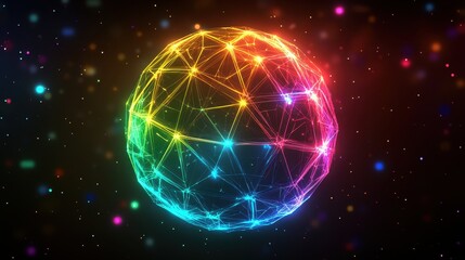 Obraz premium Rainbow Sphere Glowing Brightly In Dark Space
