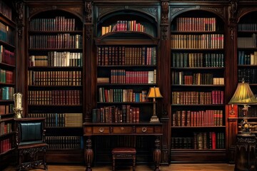 An inviting library atmosphere surrounded by old books.