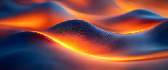 Fototapeta premium Abstract Digital Art Background with Glowing Orange and Blue Waves