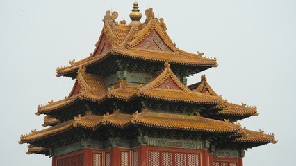 The corner pavilon located in the corner of the Forbidden City of Beijing
