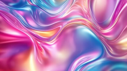 Fototapeta premium An abstract iridescent background design features shifting, multi-colored hues rendered in three dimensions.