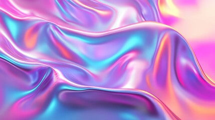 Obraz premium An abstract iridescent background design features shifting, multi-colored hues rendered in three dimensions.