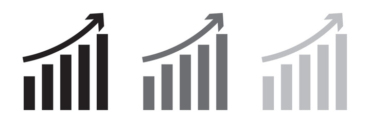 Business growing graph icon set profit increase decrease arrow up down market investment business finance vector black buttons