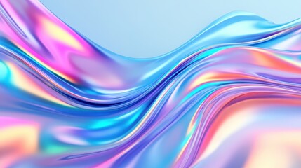 Fototapeta premium An abstract iridescent background design features shifting, multi-colored hues rendered in three dimensions.
