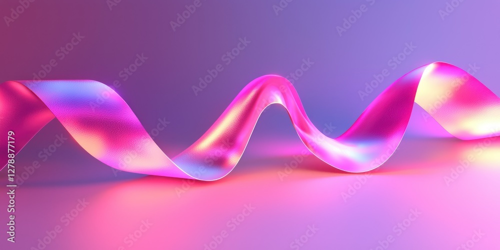 Aufkleber a 3d-style pink ribbon vector with glowing accents and soft shadows.