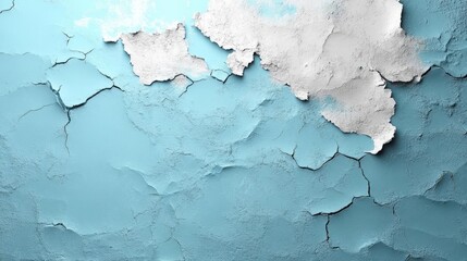 Obraz premium Blue Wall with White Paint Peeling Creates a Textured Abstract Grunge Pattern