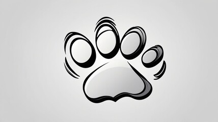 Cartoon Animal Paw Print Illustration: Black and White Design for Creative Projects