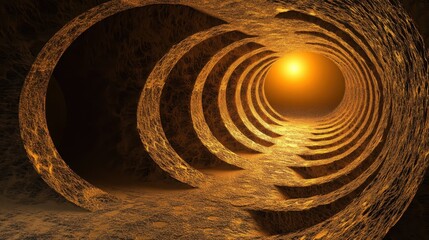 Obraz premium Golden Concentric Circles Leading to Light