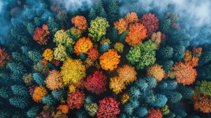 Obraz premium A serene forest scene featuring numerous tall trees surrounded by lush greenery, capturing the essence of nature's tranquility.