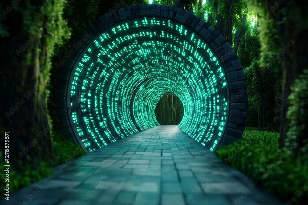 Poster abstract network with random programming code, web and software development concept, futuristic technology, digital connectivity, cyber space 3d render