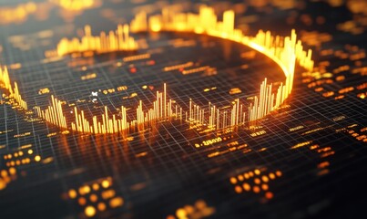 Fototapeta premium Circular data graph on digital grid, analytics visualization