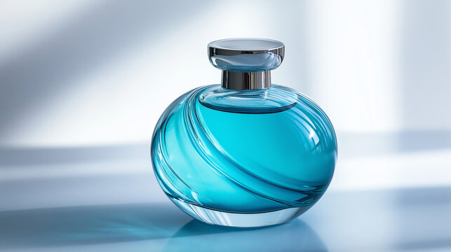 Blue Perfume Bottle with Modern Design – AI-Generated Image - Powered by Adobe