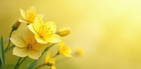 Soft and delicate yellow blooms in a isolated environment, soft, delicate