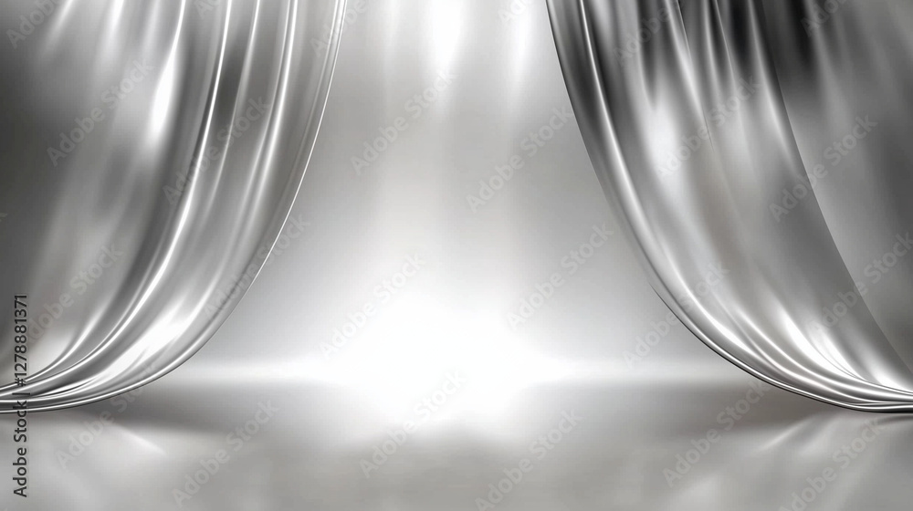 Leinwandbilder Abstract silver background featuring smooth lines and soft lighting, creating an elegant and modern design atmosphere with a white and gray color scheme. This professional-grade vector template offers
