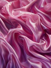 Obraz premium Vibrant fuchsia satin flows with exaggerated folds and striking highlights and shadows, creating a sense of movement