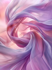 Obraz premium Delicate brushstrokes create a dreamy composition with swirling pastel pinks and purples, evoking a tranquil atmosphere