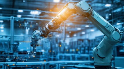 heavy automation robot arm machine in smart factory industrial,Industry 4.0 concept