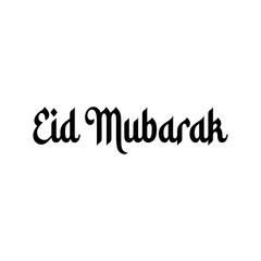 Eid Mubarak writing on white background. white background vector illustration.