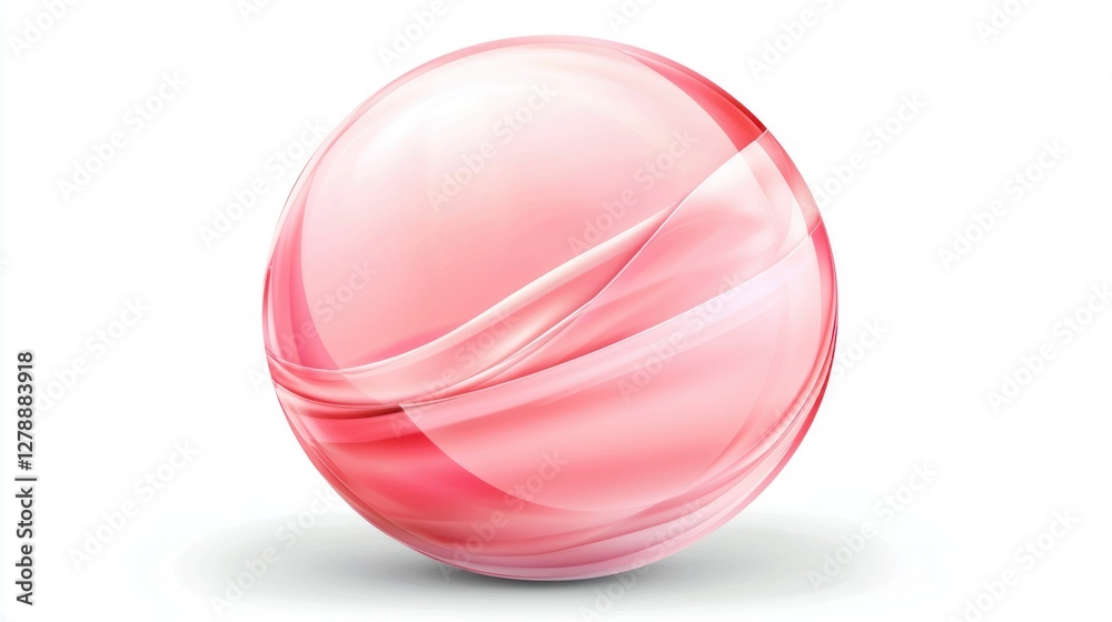 Poster A circular pink ribbon icon with a glossy finish, designed for digital use. 