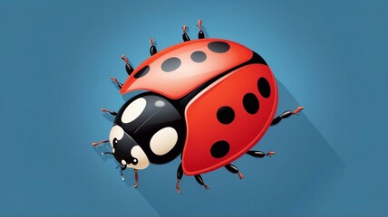 Naklejka premium Vibrant Ladybug and Beetle on Blue Background: Nature's Colorful Duo