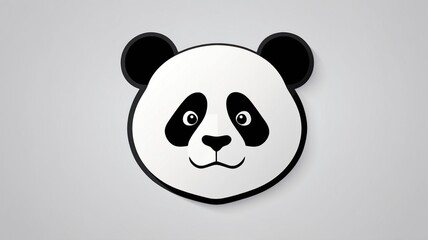 Fototapeta premium Adorable Cartoon Animal Face with Black and White Features for Kids, Design, Illustration