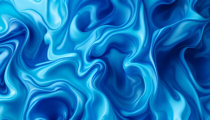 Obraz premium Abstract Fluid Swirls in Vivid Blue Tones – Smooth and Glossy Marble Texture