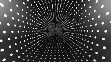 A radial dotted pattern creates a deep, hypnotic tunnel with ambient light, suggesting infinite depth and realism